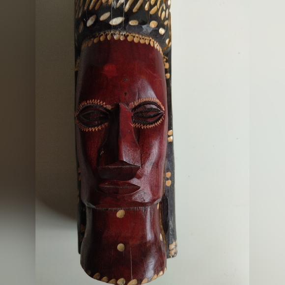 Handcrafted Wooden Tribal Mask 9x3" - Picture 2 of 8